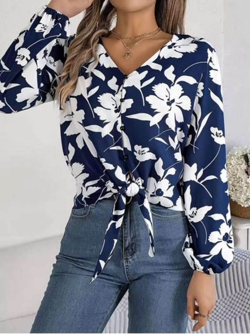 Floral Wrap Blouse