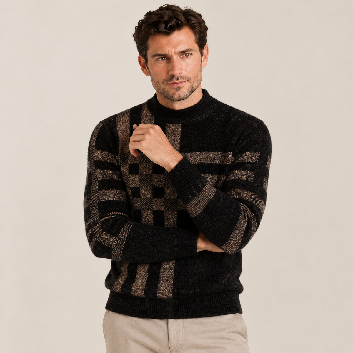 OnyxGrid Knit Sweater