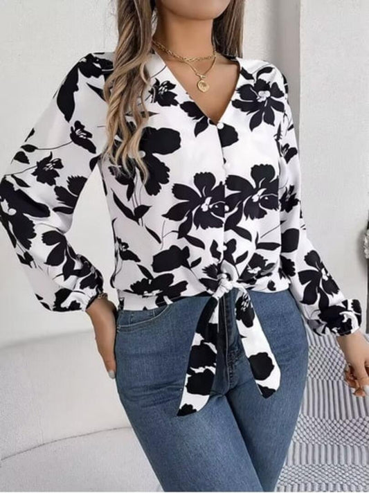 Floral Wrap Blouse